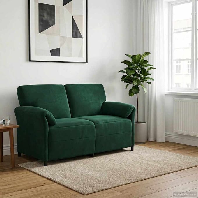 vidaXL - 2-Zits - Sofa - Donkergroen - 158 - x - 83 - x - 95 - cm - Fluweel