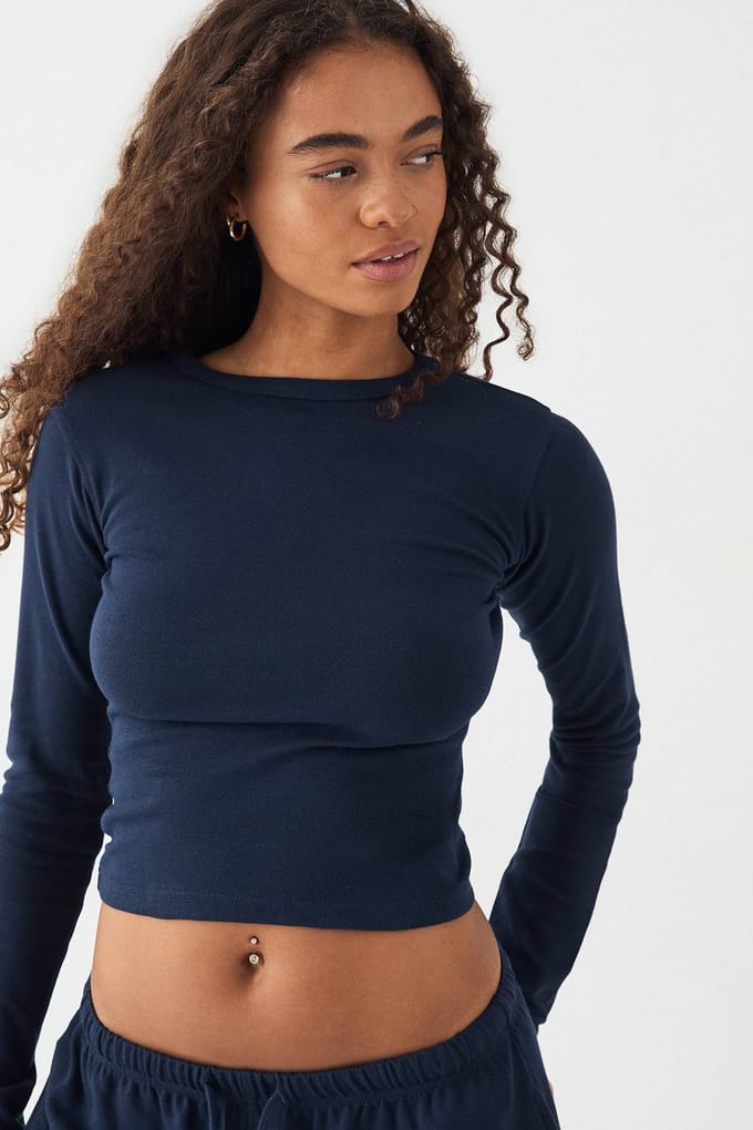 Dames DSGN Studio Geborduurd Lange Mouwen Top | Marineblauw | Maat: Medium