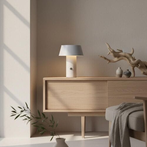 LUSENZ Cadera - Paddenstoel lamp oplaadbaar Wit 20 cm - Draadloze tafellamp - Dimbaar - USB-C - Modern design - 3000K/4500K/6000K