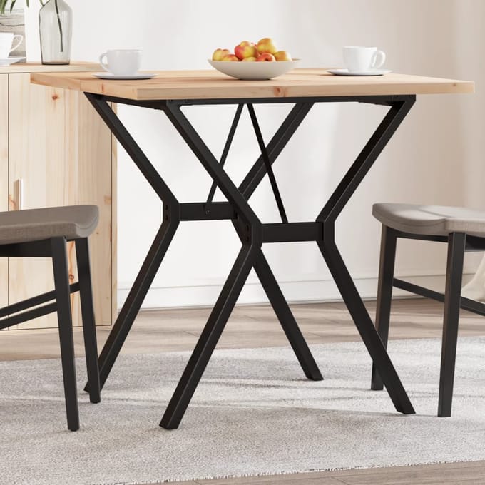 vidaXL - Eettafel - Y-frame - 80x80x75,5 - cm - massief - grenenhout - en - staal