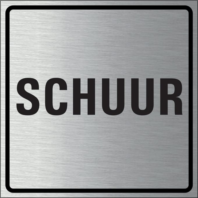 Schuur bordje, geborsteld aluminium 150 x 150 mm