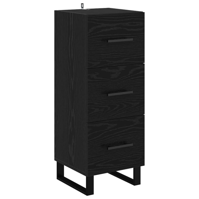 vidaXL - Dressoir - met - lade - Zwart - Eiken - 34,5 - x - 34 - x - 90 - cm
