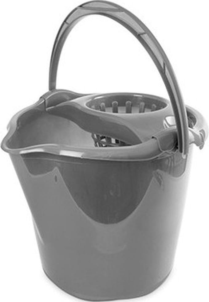Hega Hogar Dweilemmer - grijs - 13,5 liter - schenktuit - wringer - kunststof