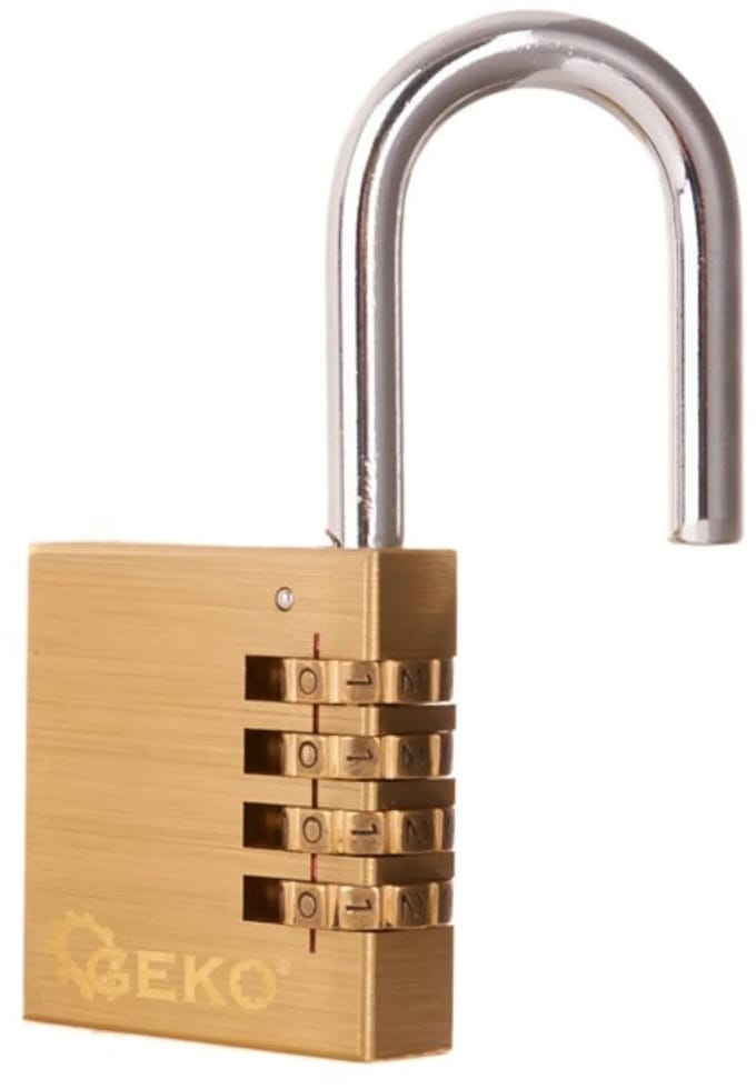 GEKO Messing hangslot - 4-cijferige combinatie - 50 mm - Weerbestendig