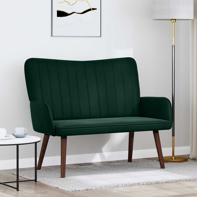 vidaXL - 2-Zits - Sofa - Donkergroen - 115 - x - 61 - x - 87 - cm - fluweel