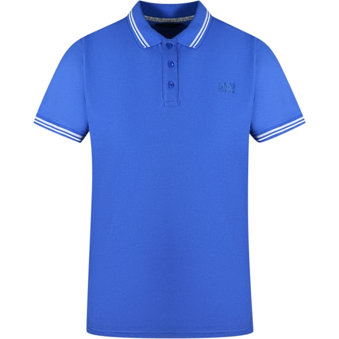 Cavalli Class DubbelGetipte Kraag Blauwe Polo Shirt
