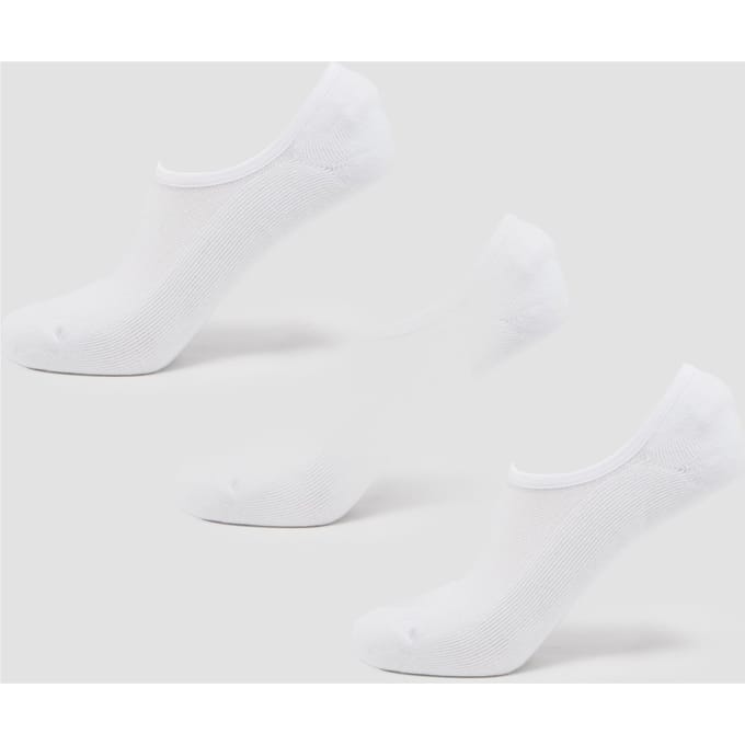 MP Unisex Invisible Socks (3 Pack) - White - UK 2-5