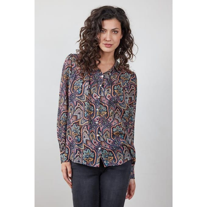 Blouse Sable Offwhite Poetry print