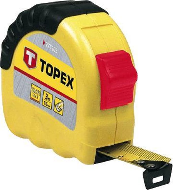Topex - Stalen Rolmaat - 8 m - Ergonomische Greep - Antislip Materiaal