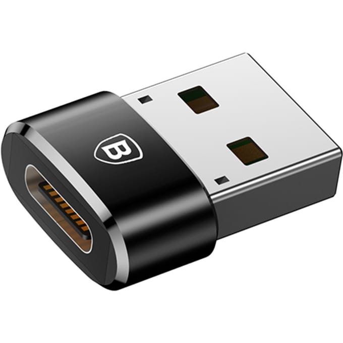 Baseus USB-A (male) naar USB-C (female) adapter - OTG - Zwart