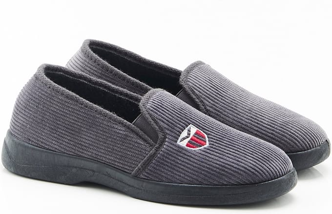 Damart - Pantoffels van ribfluweel - Heren - Grijs - 40