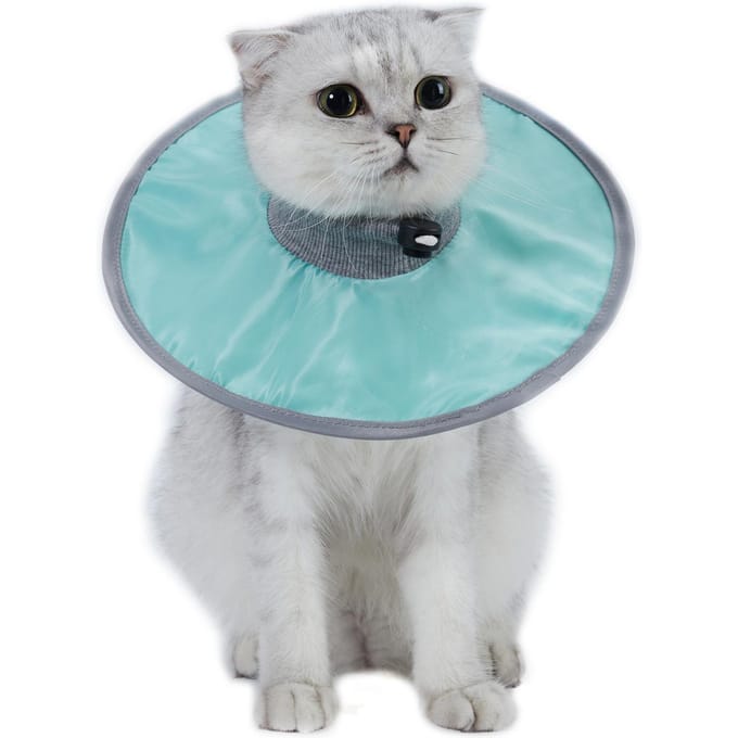 Kattenkegelhalsband Stop Likken Verstelbare Geribbelde Hals Herstelhalsband Medium turquoise