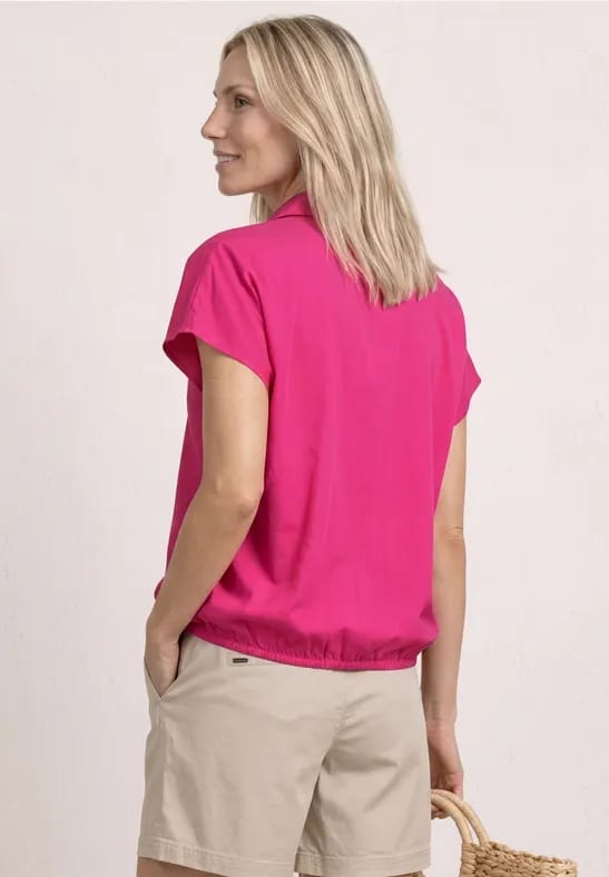 Blouseshirt met overhemdkraag en elastische zoom