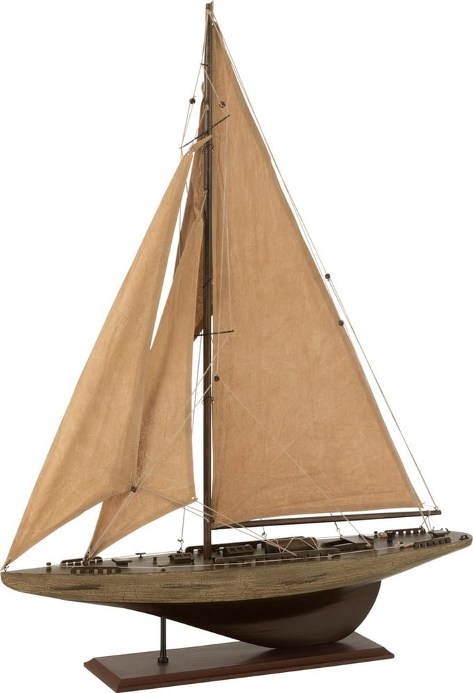 J-Line decoratie Zeilboot - hout - bruin - large