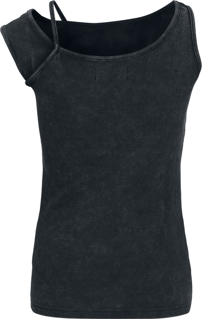 R.E.D. Rock-Engineered Design Zwarte mouwloze top met asymmetrische halslijn - Dames - M