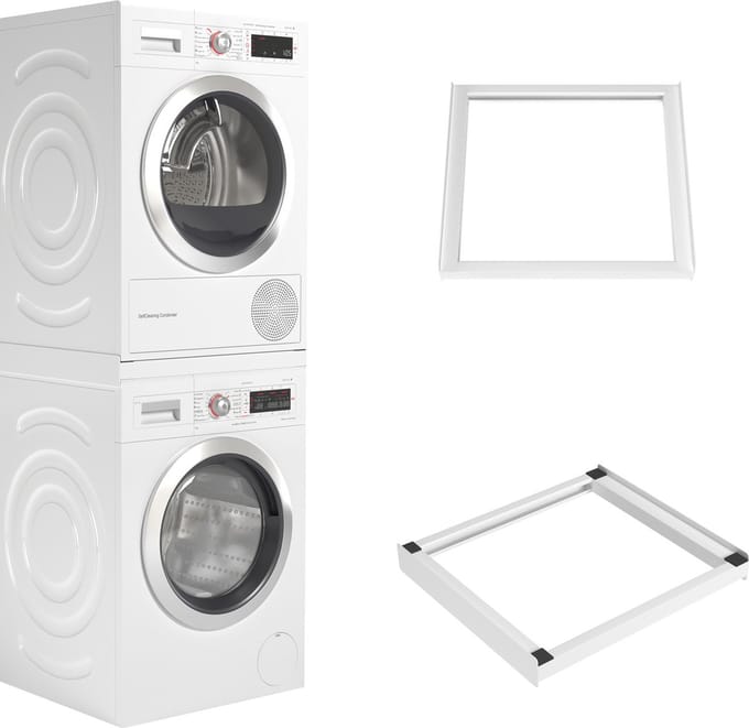 Wasophoogte® Tussenstuk wasmachine droger - Stapelkit wasmachine droger - Tussenkader - Geschikt voor elk type - Wit