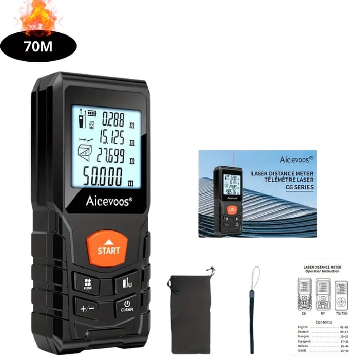 Nivard Laserafstandsmeter - Laser - Afstandsmeter - Afstandmeter - Rangefinder - Digitale Meetlint - Precisiegereedschap - 70 Meter