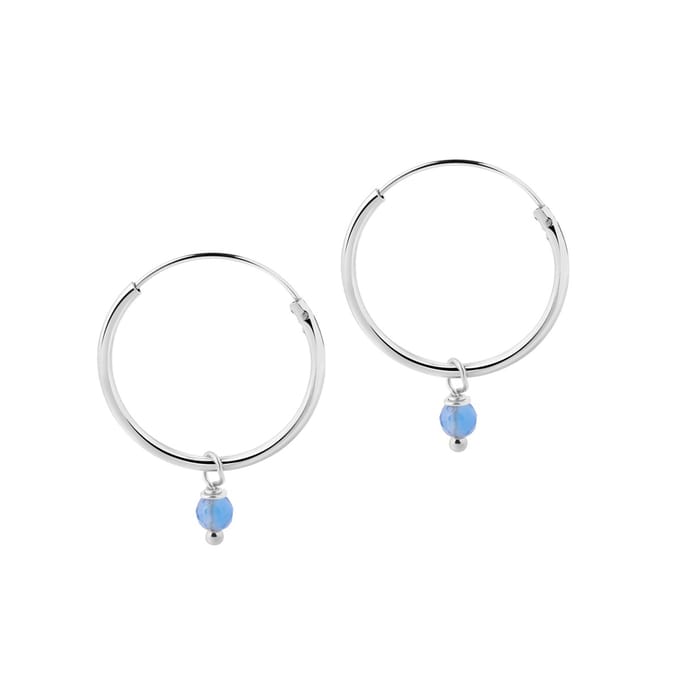 Zilver Hoops met Blauwe Steen