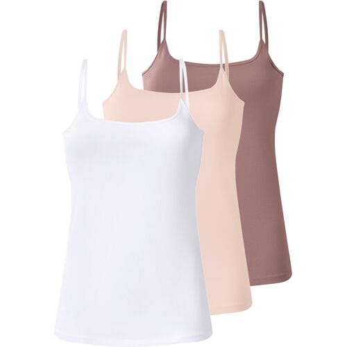 ESMARA Set van 3 dames spaghettitops (Roze/wit, XS (32/34))