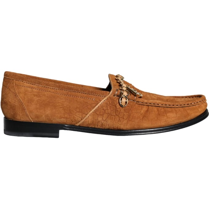 Dolce & Gabbana Bruine Velours Leren Logo Moccassin Instapschoenen