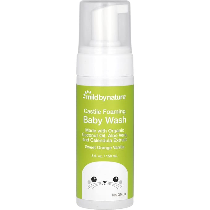 Mild By Nature, Savon moussant pour bébé Castille, Orange douce vanille, 140 ml (148 ml) white