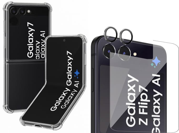 Hoesje geschikt voor Samsung Galaxy Z Flip 7 - Screenprotector Glas & Camera Protector - Shockproof Transparant