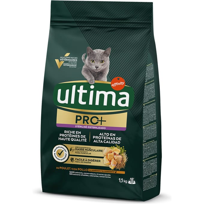 2x 1,1 kg Ultima Cat PRO+ Sterilized zalm kattenvoer droog