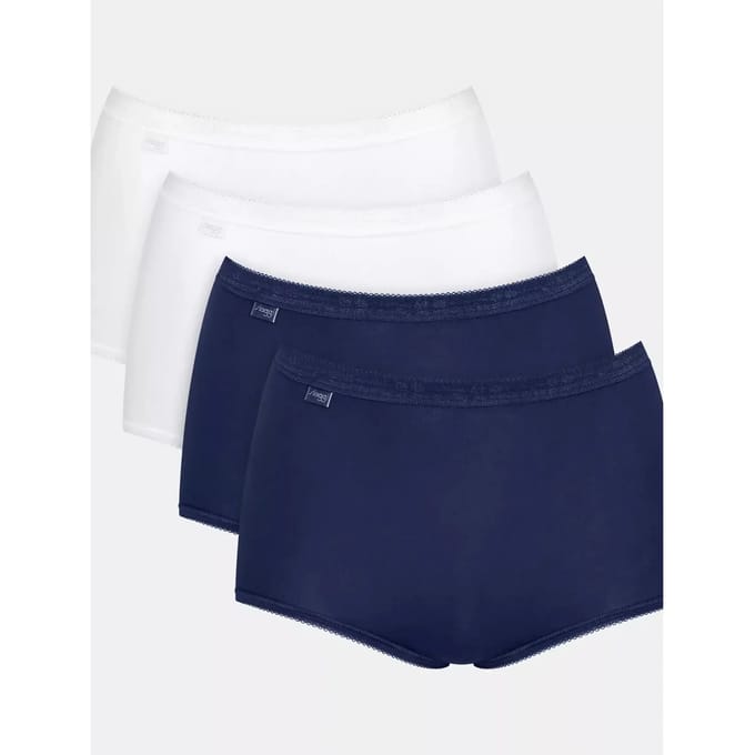 Sloggi Women Basic+ Maxi (4-pack) - dames slip - donkerblauw en wit