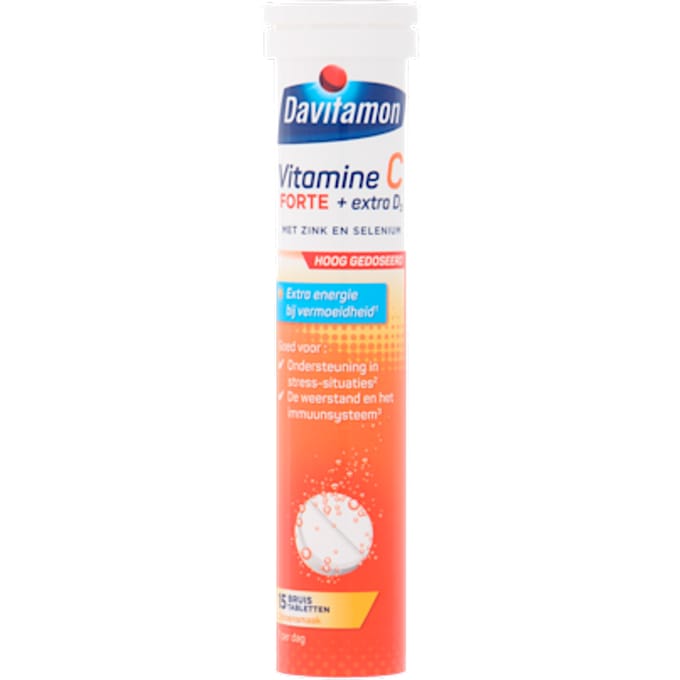 Davitamon Vitamine C forte + vitamine D3 - 15 bruistabletten - Voedingssupplement