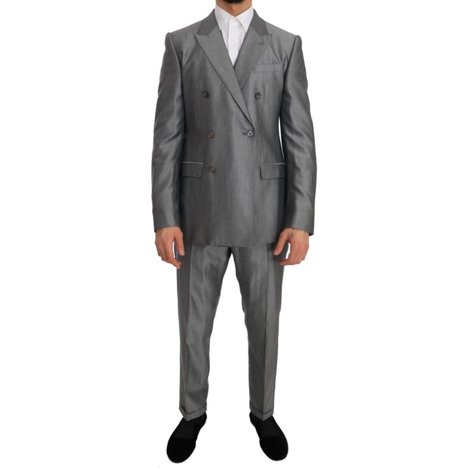 Dolce & Gabbana Mannen Zwart Stretch Kristal Bijen Slim Fit Pak