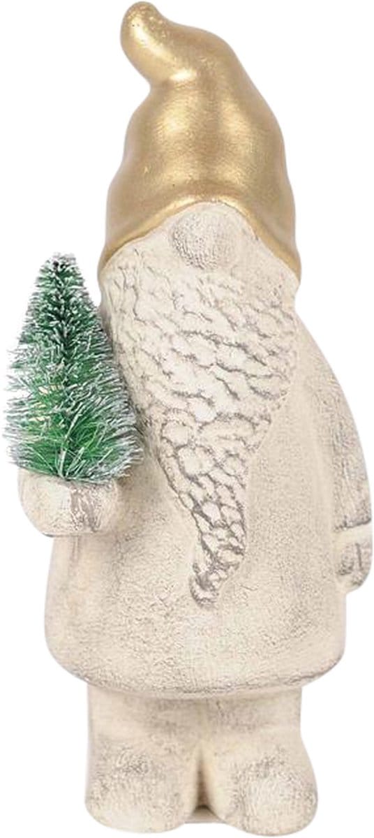Rasteli Kerstman Cement Wit-Goud D 8.5 H 17.5 Voordeelaanbod Per 2 Stuks