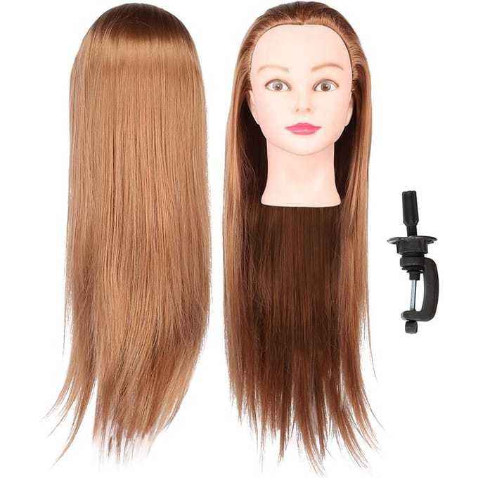 Pruik Haar Mannequin Hoofd Haarstyling Vlechten Salon Training Oefenhoofd Model 70cm beige