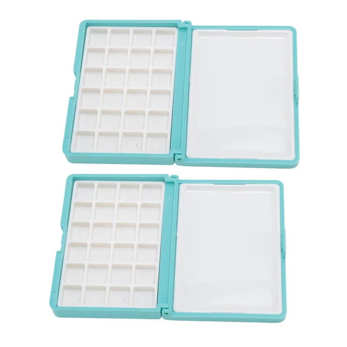 2 Stuks Draagbare Aquarel Doos Afneembaar Makkelijk Schoon te Maken Compact Mini Aquarel Palet Doos voor white