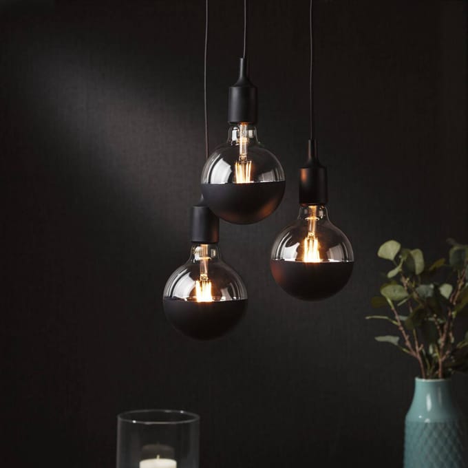 Neordic Hanglamp Ketil E27 max. 3x60W Zwart dimbaar Silicon, Metaal