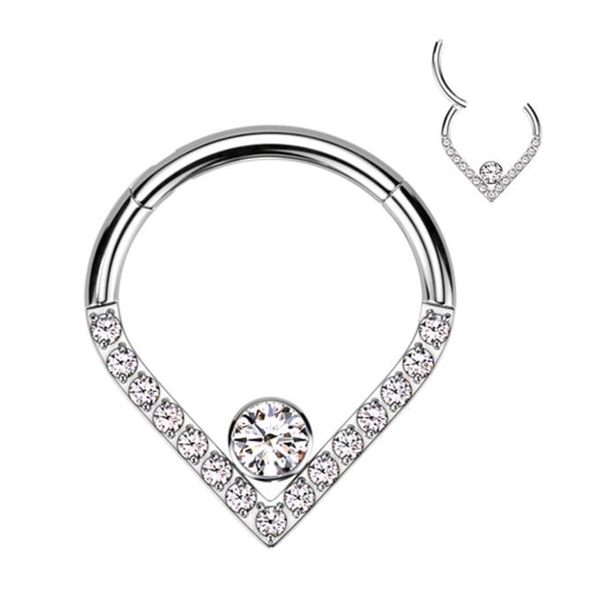 Piercing titanium Chevron style clicker 1.2x10 - zilver - LMPiercings