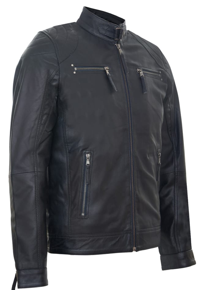 Leren biker racejack met rits