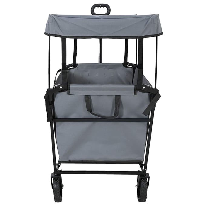 vidaXL - Opvouwbare - handtrolley - met - dak - 105 - x - 56,5 - x - 116 - cm - Grijs - 150 - kg