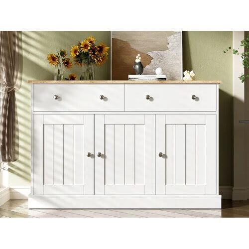 ModernLuxe Laag spaanplaat dressoir - 3 deuren & 2 lades - Wit