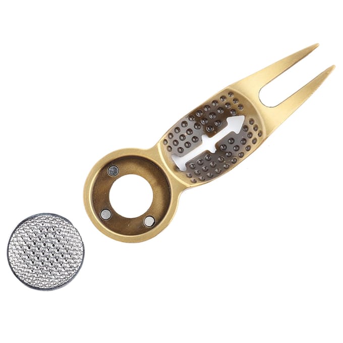 Multifunctioneel Aluminiumlegering Golf Divot Tool Groen Gazon Reparatie Vork Bal Marker beige