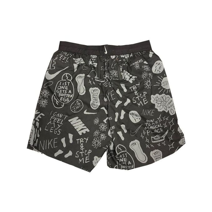 Nike Casual Atletische Straight-Leg Hardloopbroek met All-Over Print Heren Broeken Zwart AT7808-010 L gray