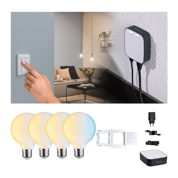 Paulmann Smart Home Set ZigBee 4x E27 7W LED G95 mat CCT