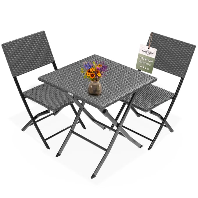 Tuinset van polyrotan, 3-delig, antraciet