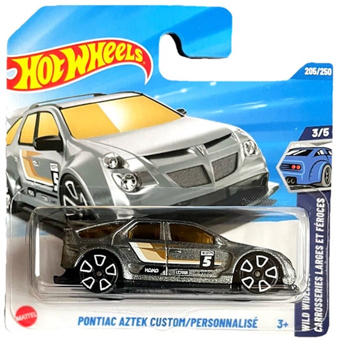 HOT WHEELS PONTIAC AZTEK CUSTOM SILVER5 205/250 WILD WIDEBODY 3/5 SHORT CARD