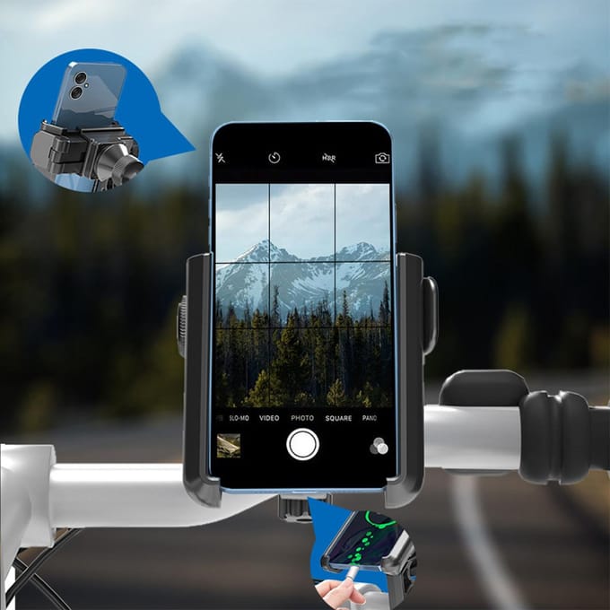 Motorfiets Telefoonhouder 360 Graden Rotatie Telefoonbeugel Verstelbare Stuur Telefoonstandaard zwart