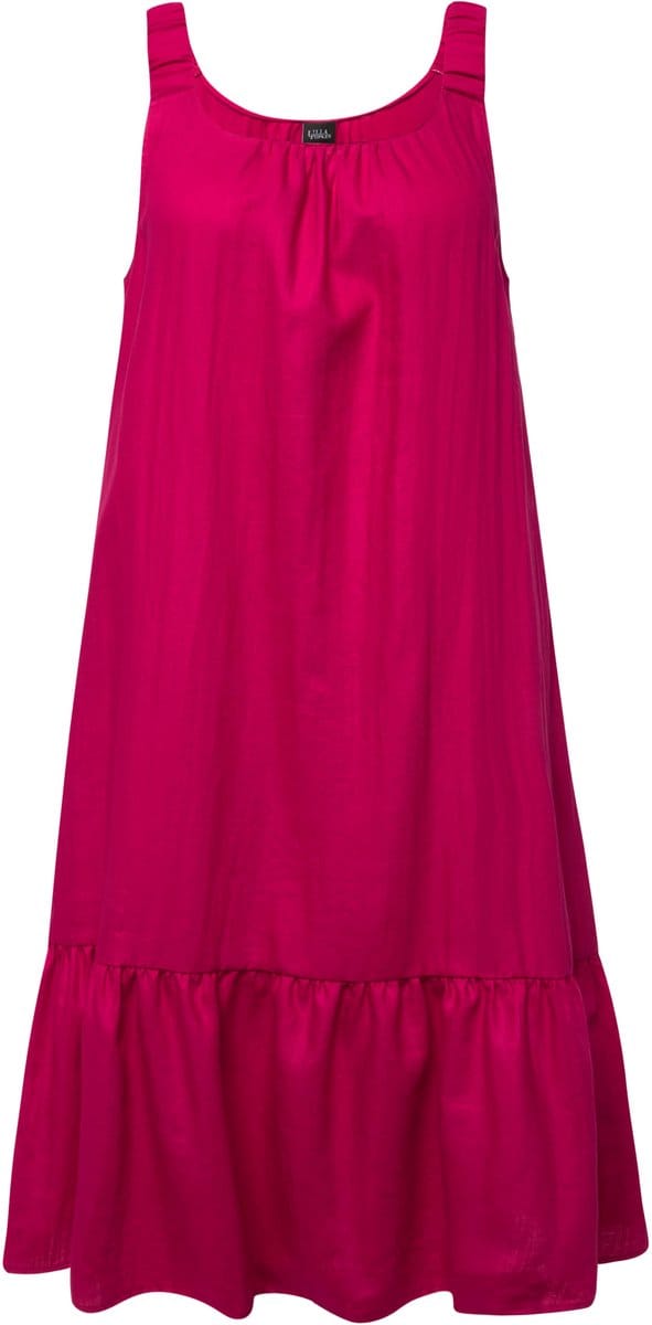 Ulla Popken - Dames - Mini-jurk elastische schouderbandjes ronde hals mouwloos - Licht heide - Maat 54+