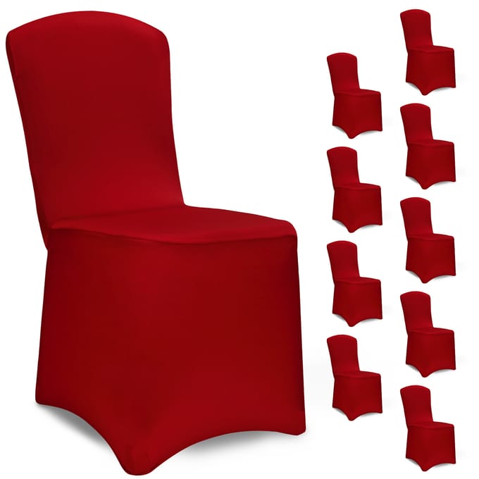 DETEX Set 10 Stoelhoezen - Eetkamerstoelen Universeel Stretch - Bordeauxrood