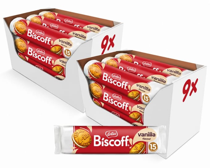 Lotus Biscoff The Original Speculoos Vanilla Flavour - Sandwichkoekjes - Multipack - 18(2x9) Stuks