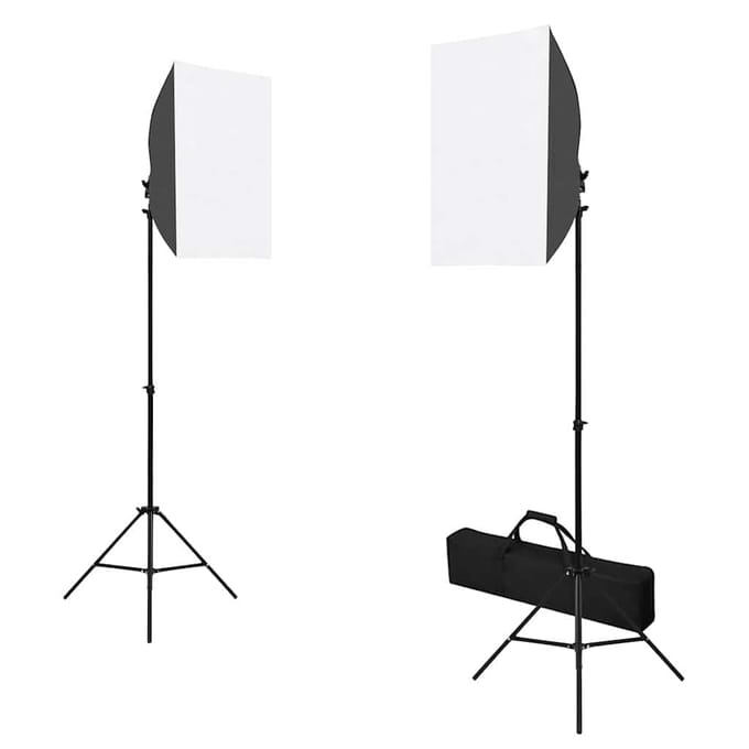 vidaXL - Fotostudioset - met - softboxlampen, - achtergrond - en - reflector