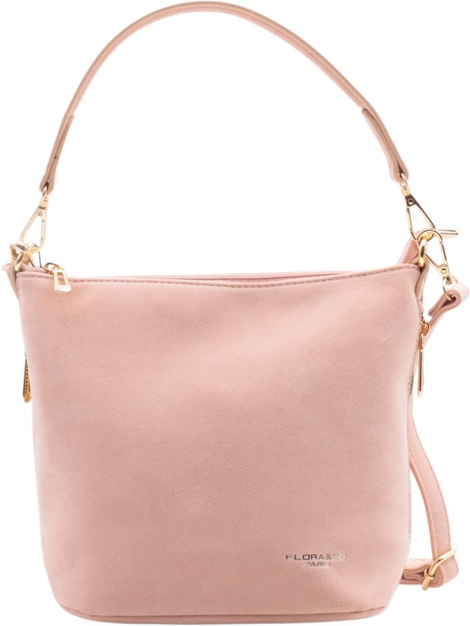 Flora & Co - trendy handtas - suede look - roze