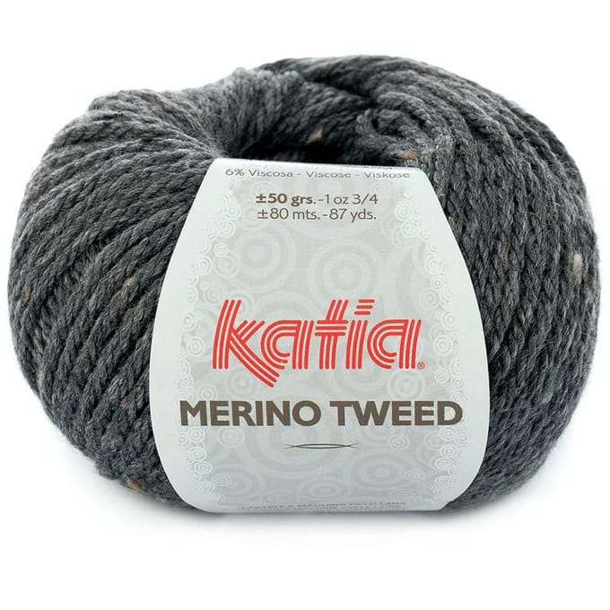 Katia Merino Tweed - 308 donkergrijs - Merinogaren